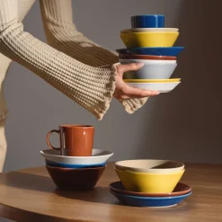 Lautanen syvä 21cm vintage sininen